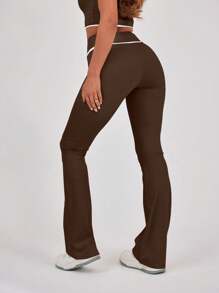 Musera Sport Legging de sport évasé taille haute avec détail de reliure, idéal pour le padel, le tennis, le pickleball et la salle de gym