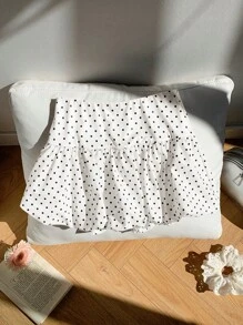 Comfortcana Chân váy chữ A in hoa chấm bi cho nữ - trắng - Xem 2