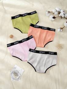 4pcs/Set Teen Girls Cotton Sporty Style Comfortable Soft Underwear Set - Multicolor - View 2