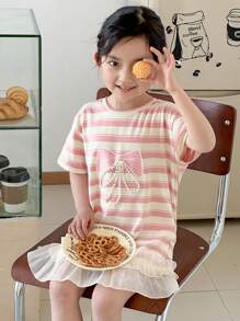 Dazy Kids Vestido casual a rayas para niña joven - Rosa - Ver 5