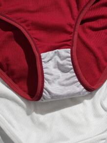 Quần lót thường ngày chắp vá họa tiết chữ cỡ lớn màu trơn - Nhiều màu - Xem 6