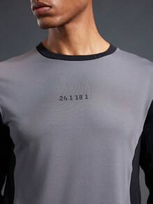 Manfinity Sport Corelite 男士字母印花撞色长袖运动 T 恤