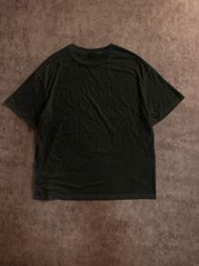 Slaydiva Casual Street Hip Hop Black Silhouette Graphic Loose Crew Neck Short Sleeve Women T-Shirt - Black - View 2