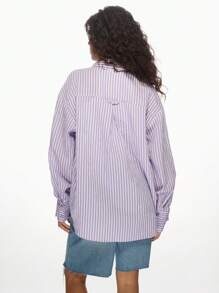 MISSGUIDED Oversized Button Down Striped Shirt Long Sleeve Casual Loose Fit Boyfriend Style Top Spring Summer Fashion Streetwear