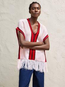 Maija 女士春季条纹拼布流苏休闲毛衣，西装女士 - 彩色 - 查看 2