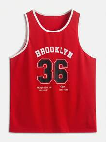 Manfinity Homme Men's Letter & Numeral Graphic Print Sports Top - Multicolor - View 3