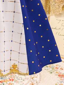Vestido de mangas cortas con volantes y estampado geométrico tradicional para niña preadolescente, para usar en fiestas, festivales o Ramadán