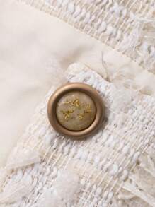 DAZY 1 件女式无袖流苏毛茸茸背心，约会之夜外出上衣 - 米色 - 查看 8