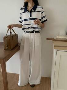 DAZY Women's Solid Color Pocket Pleated Minimalist Casual Jeans, For Everyday Wear - White - View 3