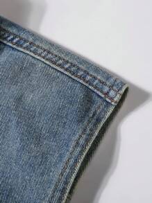 Manfinity Hypemode Men's Front Button Closure Sleeveless Pocket Casual Denim Shirt - Medium Wash - View 4