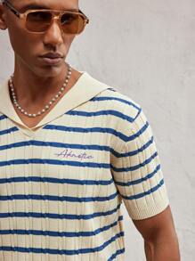 SHEIN X ELOISA & ORSON AKNOTIC Party Jersey holgado de punto de cuello en V de moda casual para hombres