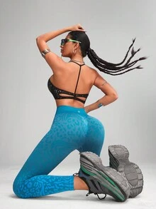 Innovista 女士运动无缝动物纹紧身裤，透气网眼高弹速干健身裤。高腰收腹塑形运动服，渐变豹纹塑身衣，时尚独特的健身运动套装，塑形高性能运动裤，适合骑行、跑步、有氧运动、力量训练、举重、普拉提、拳击、户外运动、徒步、露营、瑜伽、垫上运动、排球、攀岩、音乐节、派对、电音、打底衫、绿色、Y2K风格，秋季装备，Starter运动服秋季新款女士实用时尚风，秋冬运动服