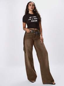 MUSERA Low Waist Oversized Wax Coated Jeans Spring 90's Y2k Cute Casual Summer Concert Fall Autumn Winter Everyday Office Work  Chic