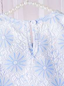 Abito a slip senza maniche con fiore grande in tessuto jacquard blu ramadan, con sacchetto abbinato, stile principessa elegante per giovani donne - Blu - Visualizzare 8
