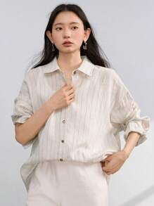 Dazy-Less Loose Plaid Print Business Casual Blouse For Women Old Money,Fall Women Clothes