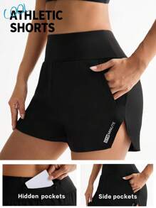 Easithlete Women's Basic Minimalist Yoga Shorts - Black - View 1