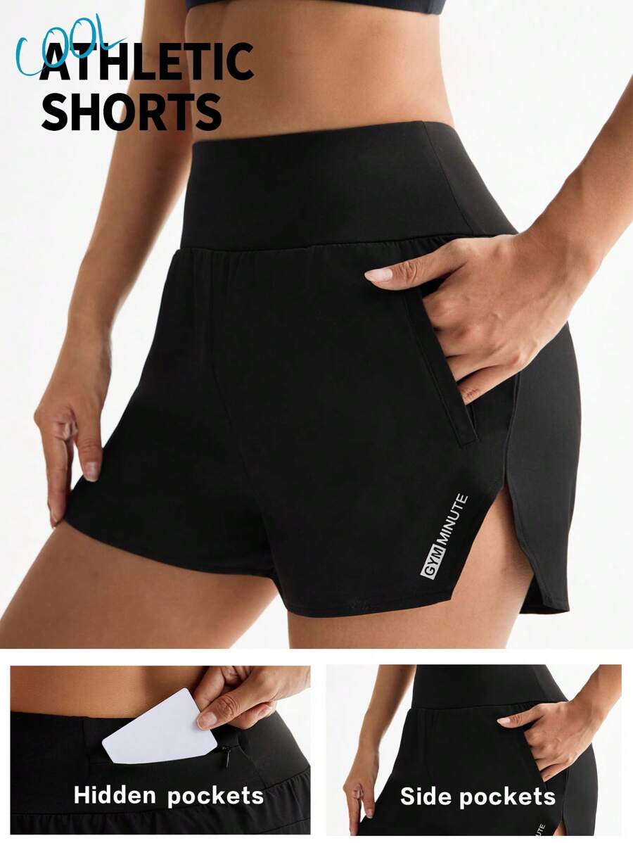 Easithlete Women's Basic Minimalist Yoga Shorts - Black - View 1