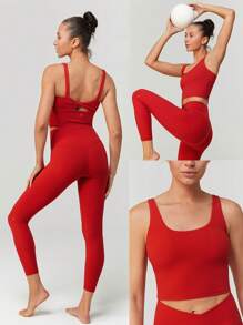 GLOWMODE FeatherFit™ 扭背运动背心 低冲击瑜伽日常 - Fiery Red - 查看 7