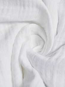 SHEIN LUNE V-Neck Frill Lantern Sleeve Cotton Embroidered Casual Vacation Elegant Women Blouse - White - View 6