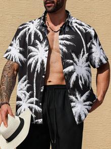 ResortEase Conjunto de 2 piezas con estampado digital asimétrico, de talla grande, casual y elegante para uso diario