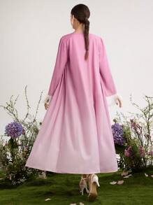 Graceveil Set de 2 piezas: Chaqueta con mangas largas y dobladillo de pelo degradado y vestido, estilo minimalista