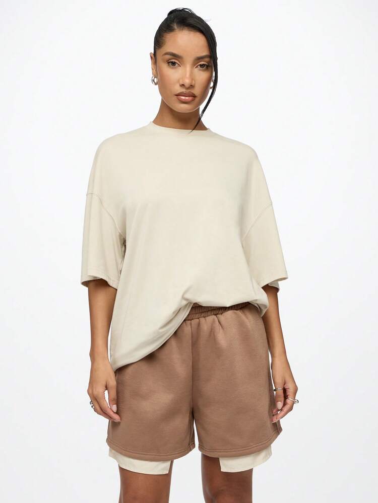 SUMWON WOMEN Oversized High Waist Bermuda Style Sweat Shorts