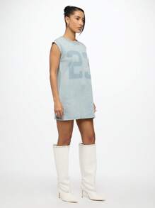 SUMWON WOMEN Long Muscle Tank Mini Dress 23 Jersey Graphic Print Basketball Inspired Lounge Sleeveless Summer Athleisure T-Shirt