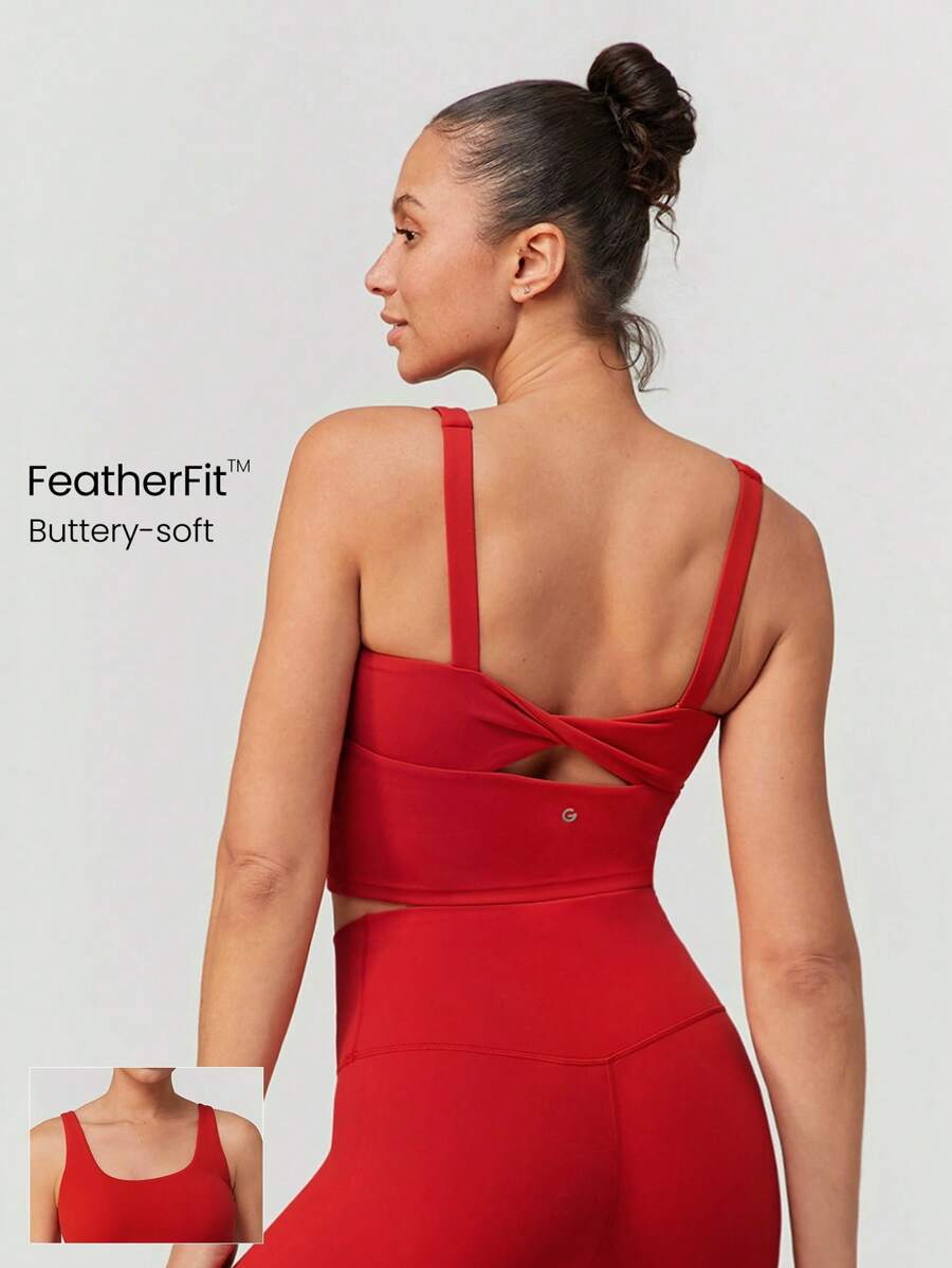 GLOWMODE FeatherFit™ 扭背运动背心 低冲击瑜伽日常 - Fiery Red - 查看 1