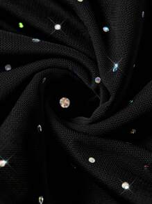 SHEIN EZwear 女式黑色网眼松紧腰褶皱迷你裙 - 黑色 - 查看 5