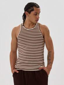 Musero Sleeveless Contrast Striped Tank Top Spring Summer Wardrobe - Multicolor - View 1