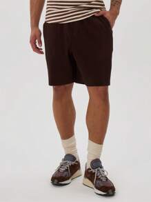 Musero Plisse Elasticated Waist Short - Brown - View 2