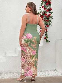 Breezaya 大码波西米亚风节日花卉印花吊带裙，适合夏季