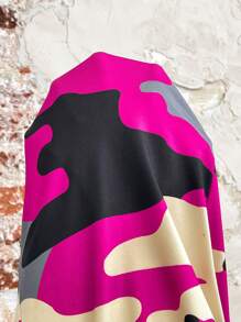 SHEIN LUNE Plus Size Camouflage Print Slogan Cutout Shoulder Camisole Top And Skinny Leggings Set, 2pcs - Hot Pink - View 7