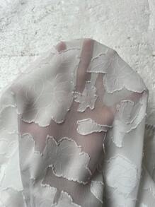 Breezaya Modische lässige minimalistische Bluse mit V-Ausschnitt, Spitze-Patchwork, taillengerafft, Langarm, vielseitig einsetzbar, weiß