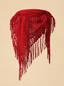 SHEIN VCAY Women's Casual & Fashionable Daily Scarf - Red - View 7