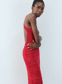 Maija 女士海滩装 婚礼宾客礼服 春假装 热带度假女士衣服 春夏新款红色圆形金属纽扣假日优雅现代女士毛衣裙适合外出度假、节庆、日常休闲、海滩婚礼、情人节派对装 复古90年代女装波西米亚风 - 紅色 - 查看 7