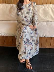 FRIFUL Đầm linen họa tiết hoa nhí cho nữ, thời trang mùa xuân, đầm tay dài mùa thu, trang phục đi nghỉ mát, phong cách boho. - Nhiều màu - Xem 7