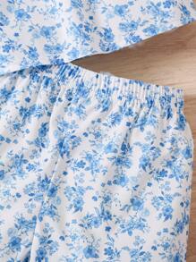 2pcs/Set Little Girls Lace Patchwork Casual Top And Shorts Set - Multicolor - View 6