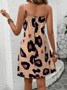SHEIN LUNE Robe mini à bretelles imprimé léopard pour femmes