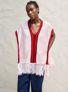 Maija 女士春季条纹拼布流苏休闲毛衣，西装女士 - 彩色 - 查看 7