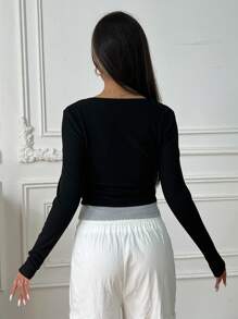 INAWLY Women's Autumn Casual Contrast Color Splicing 2 In 1 T-Shirt Fall Cloth For Women - Multicolor - View 2