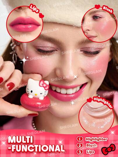 Hello Kitty｜SHEGLAM True Love Dewy Multi-Use Balm-Whiskers Easter Mother's Day Father's Day Graduation Birthday Holiday Winter Y2K Fancy Fashion Makeup Cosmetic Party Beach Travel Camping Outdoors School Campus Trip Festivals Decor Gift Present Rose Girl Cosplay Best Color Charm Vibe