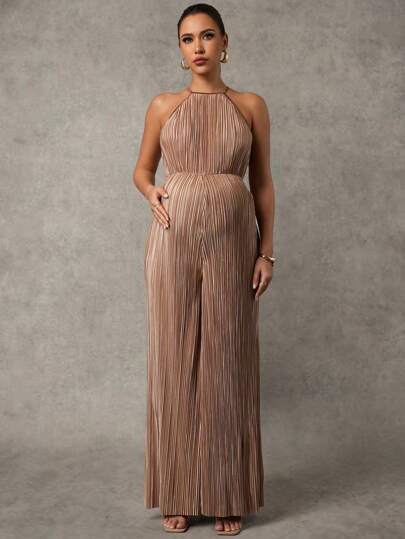 MaterniChic Monos sueltos sin mangas con pliegues para maternidad, informales para uso diario