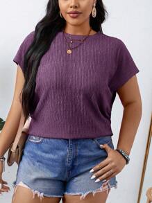 SHEIN LUNE Áo cánh cổ tròn tay ngắn mùa hè cho nữ cỡ lớn, trang phục phương Tây lễ hội Boho Hippie Cowgirl phong cách Bohemian cổ điển - Bụi tím - Xem 5