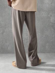 SUMWON Textured Flare Fit Ribbed Jogger Pants Athleisure Loungewear With Drawstring Waist And Elastic Ankle Perfect For Yoga Workout Casual Comfort Wear Premium Lounge Bottoms - Light Grey - View 5