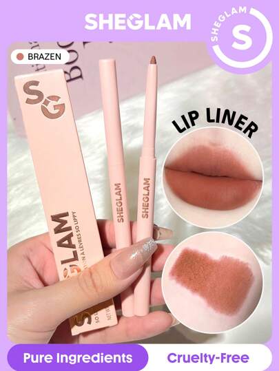 SHEGLAM So Lippy Lip Liner-Brazen Creamy Matte Lip Liner Pencil High Pigment Not Easy To Fade Silky Smooth Matte Contour Tint Lip Makeup Brand Beauty Makeup Face Paint Cosmetic For Women Girls Perfect For Fall Winter Ideal For Y2K Fancy Fashion Suitable For Birthday Christmas Present Party Ready Best Color