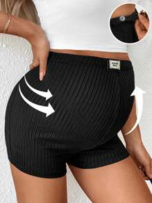 SHEIN Maternity Solid Color Minimalist Fitted Leggings, Casual For Daily Wear