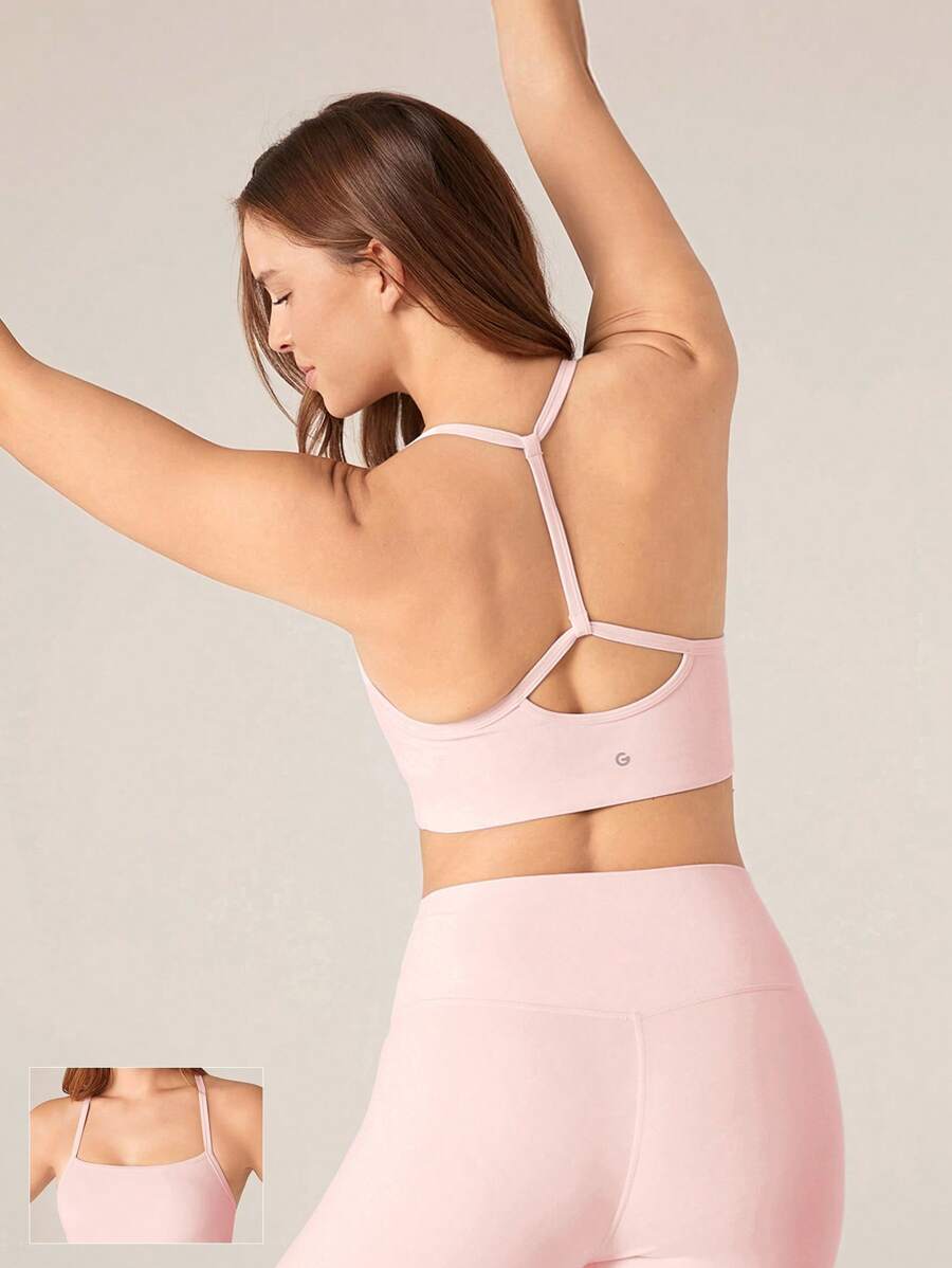 GLOWMODE FeatherFit™ T 领工字背扭纹运动胸罩低冲击瑜伽日常