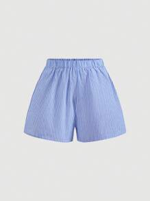 SHEIN MOD 女士方领条纹结饰吊带背心搭配高腰条纹短裤