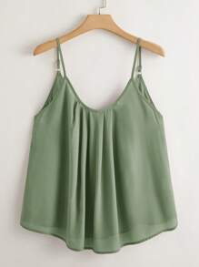 SHEIN LUNE Plus Size Solid Color Spaghetti Strap Camisole Tank Top, Casual Daily Wear - Mint Green - View 1